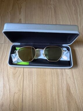 Gold Frame Sunglasses with Green Lenses - Women's Fashion Accessory